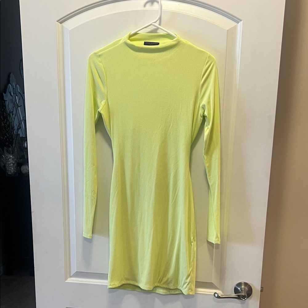 naked wardrobe Neon Yellow Long Sleeve Bodycon Tunic